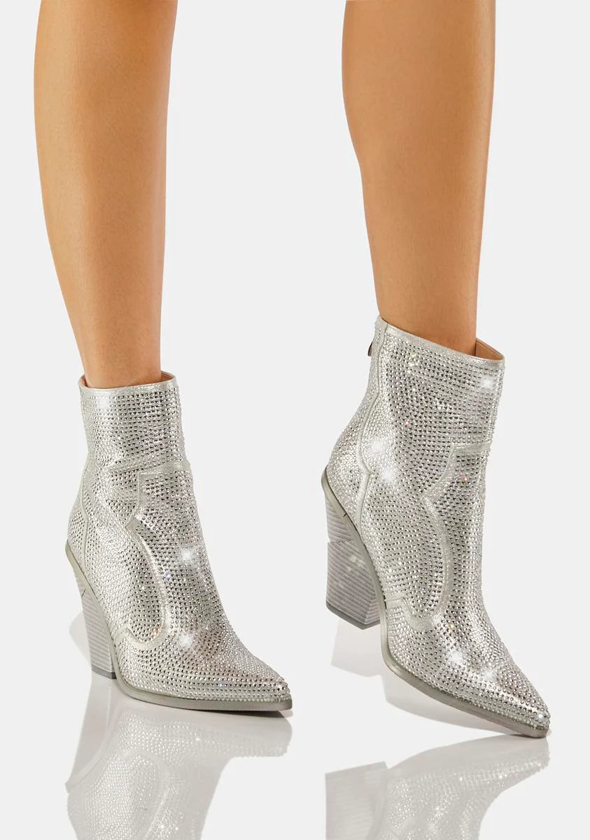 Silver Show Some Love Rhinestone Boots