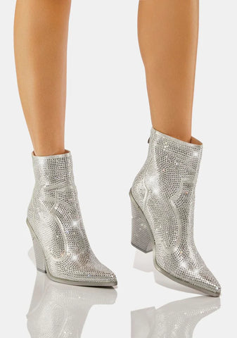 Silver Show Some Love Rhinestone Boots