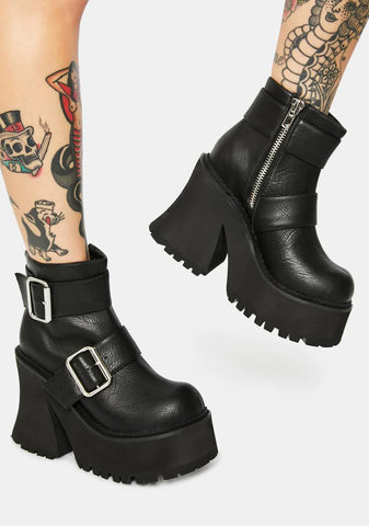 Stomper Buckle Platform Boots