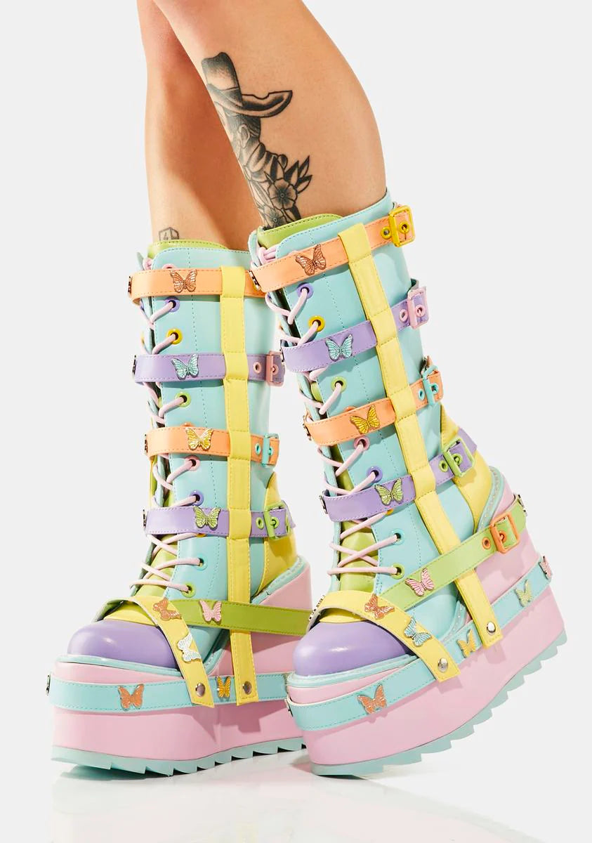 Pastel Butterfly Dune Bondage Boots