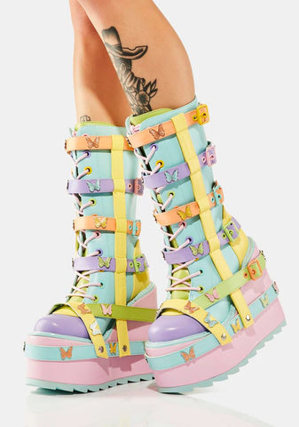 Pastel Butterfly Dune Bondage Boots