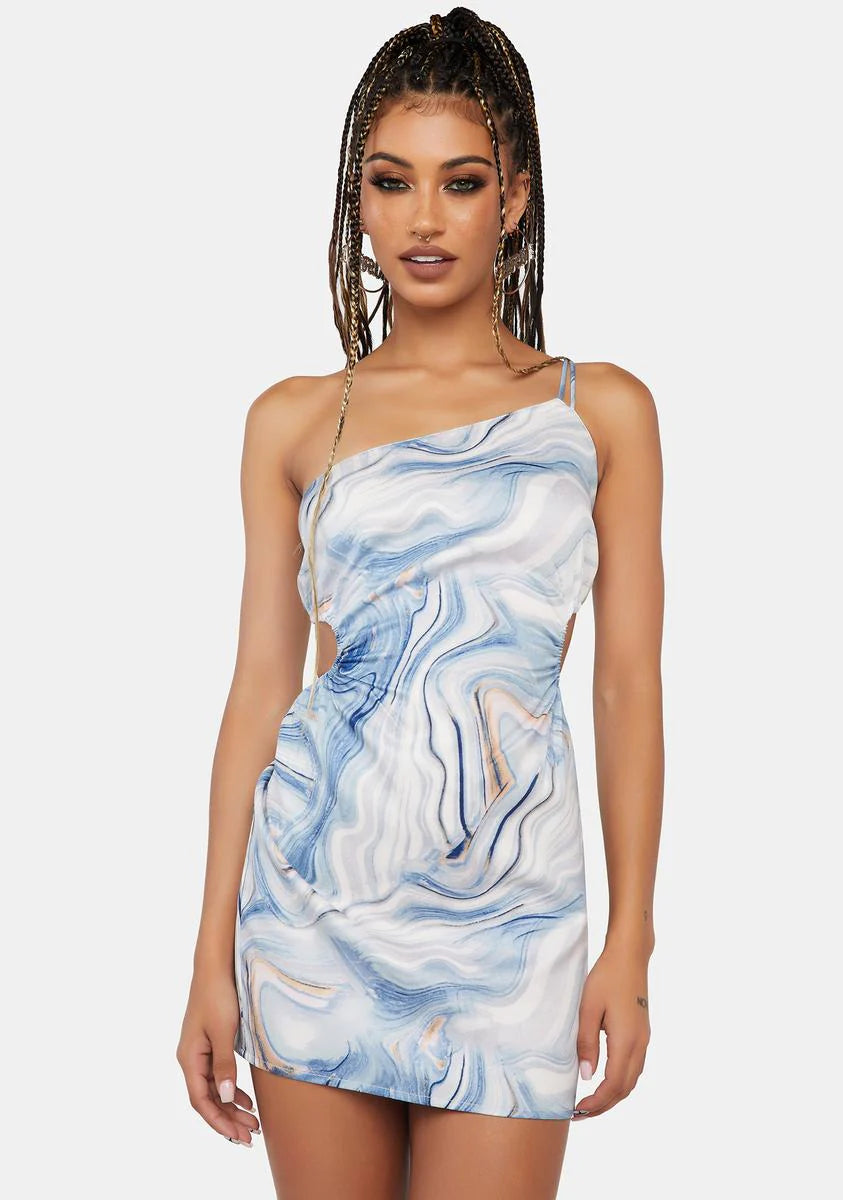 Blue Abstract Swirl Mini Dress