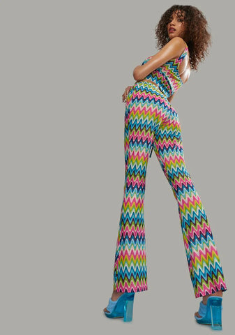 Wavy Thoughts Stitch Knit Flare Pants