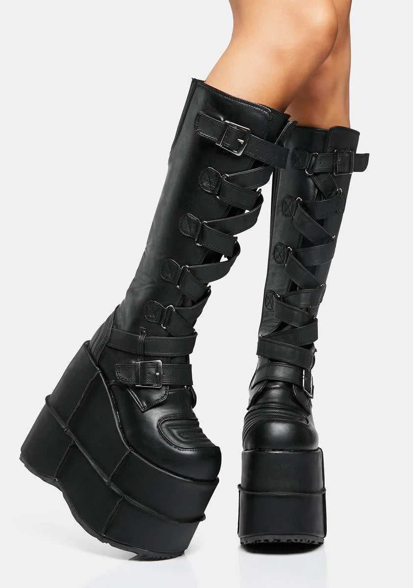 Stack-308 Knee High Platform Boots