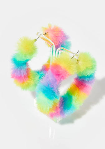 Neon Hearted Fuzzy Earrings
