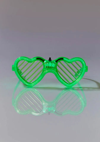 Neon Party Rockers Light Up Heart Glasses