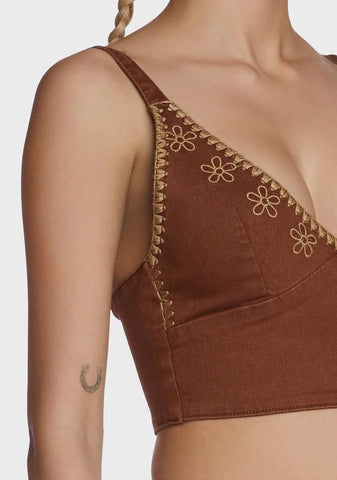 Acoustic Heartbeat Denim Crop Top