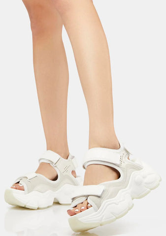 White Binary O Platform Sandals