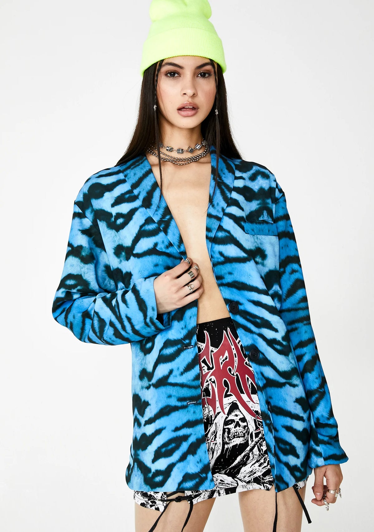 Tiger Print Relaxed Blazer