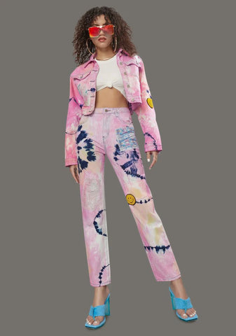 Twisted Rhythm Patched Tie Dye Jeans