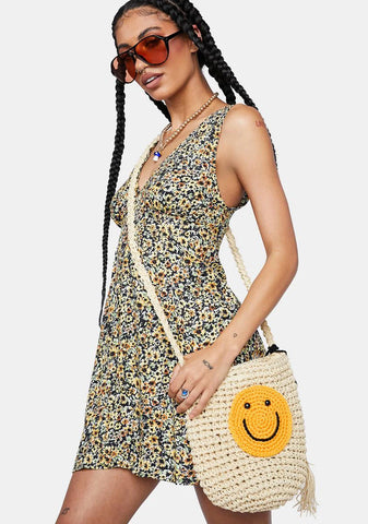 Spring Ditsy Yellow Enslee Mini Dress