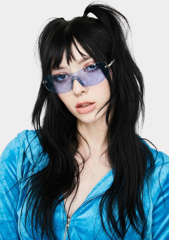 Blue 2000s Shield Sunglasses