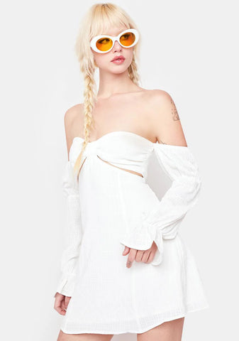 Champagne For Breakfast Off Shoulder Dress