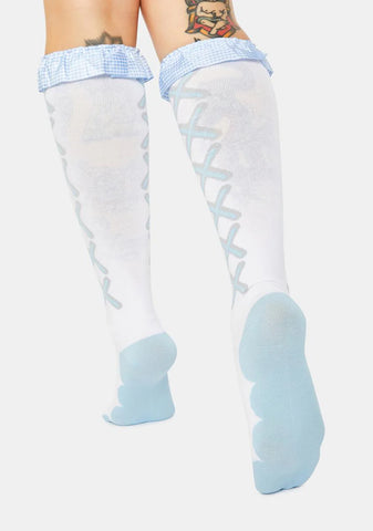 Not Your Doll Ruffle Knee High Socks
