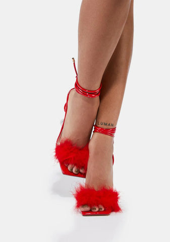 Red Warwick Feather Heels