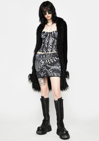 Grey Aly Mesh Corset Top