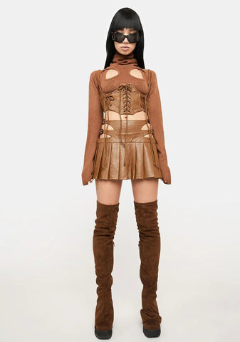 Atmosphere Lace-Up Vegan Leather Underbust Corset