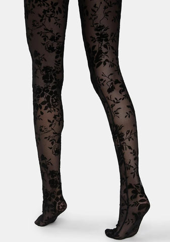 Tug My Heartstrings Floral Tights