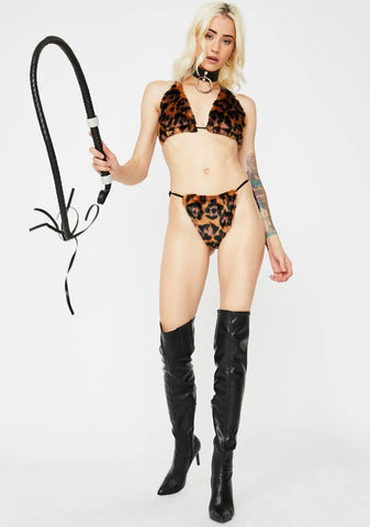 Cheetah Faux Fur Lingerie Set