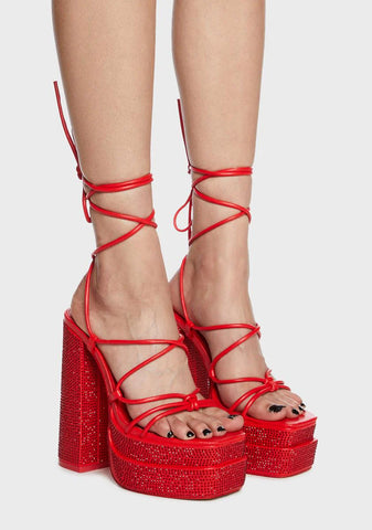 Red Glow Girl Block Heels