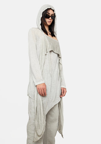 Atmosphere Unisex Hooded Asymmetrical Top With Scarf