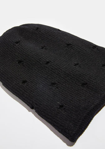 Atmosphere Black Beanie With Holes