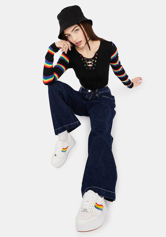 Deck The Halls Lace Up Crop Top