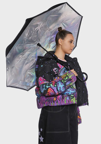 Iridescent Unbelievabrella Reverse Closing 48" Arc Umbrella