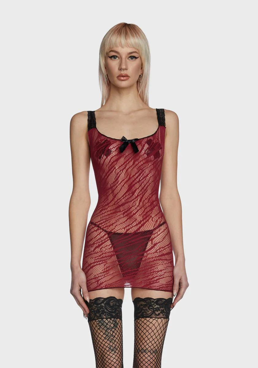 Bold Desires Lace Up Fishnet Dress