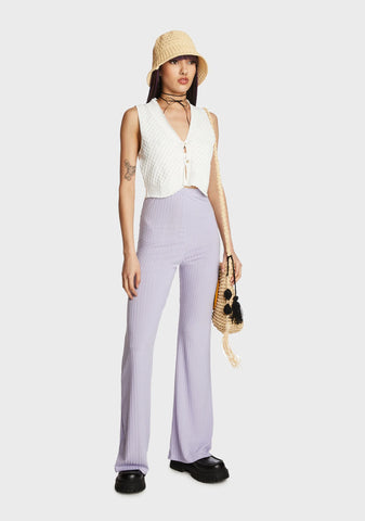 Sunday Plans Ribbed Pants - Purple