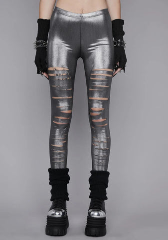 Metallic Crypt Creeper Shredded Leggings