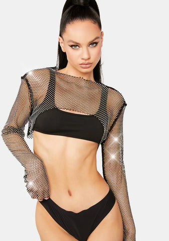 Mystic Bling Elite Fishnet Crop Top