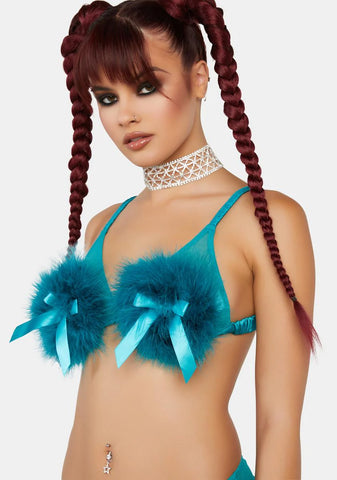 x Bettie Page Teal Powder Puff Triangle Bra