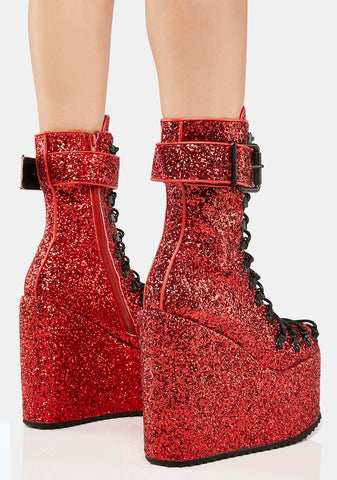 Red Glitter Traitor Boots