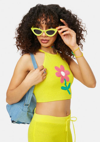 Summer Bummer Babe Daisy Crochet Halter Top