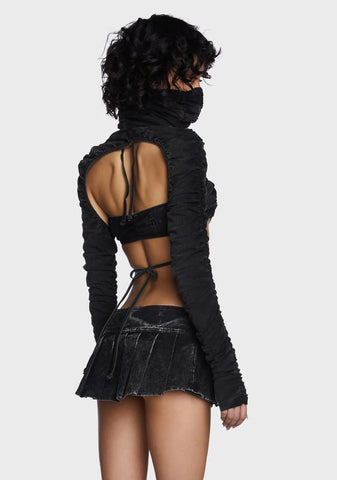 Compression Charcoal Ruched Shrug & Halter Set