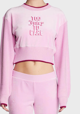 Too Juicy To Care Velour Cropped Sweater