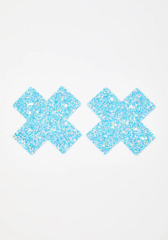 Party Blue Super Sparkle Cross Pasties