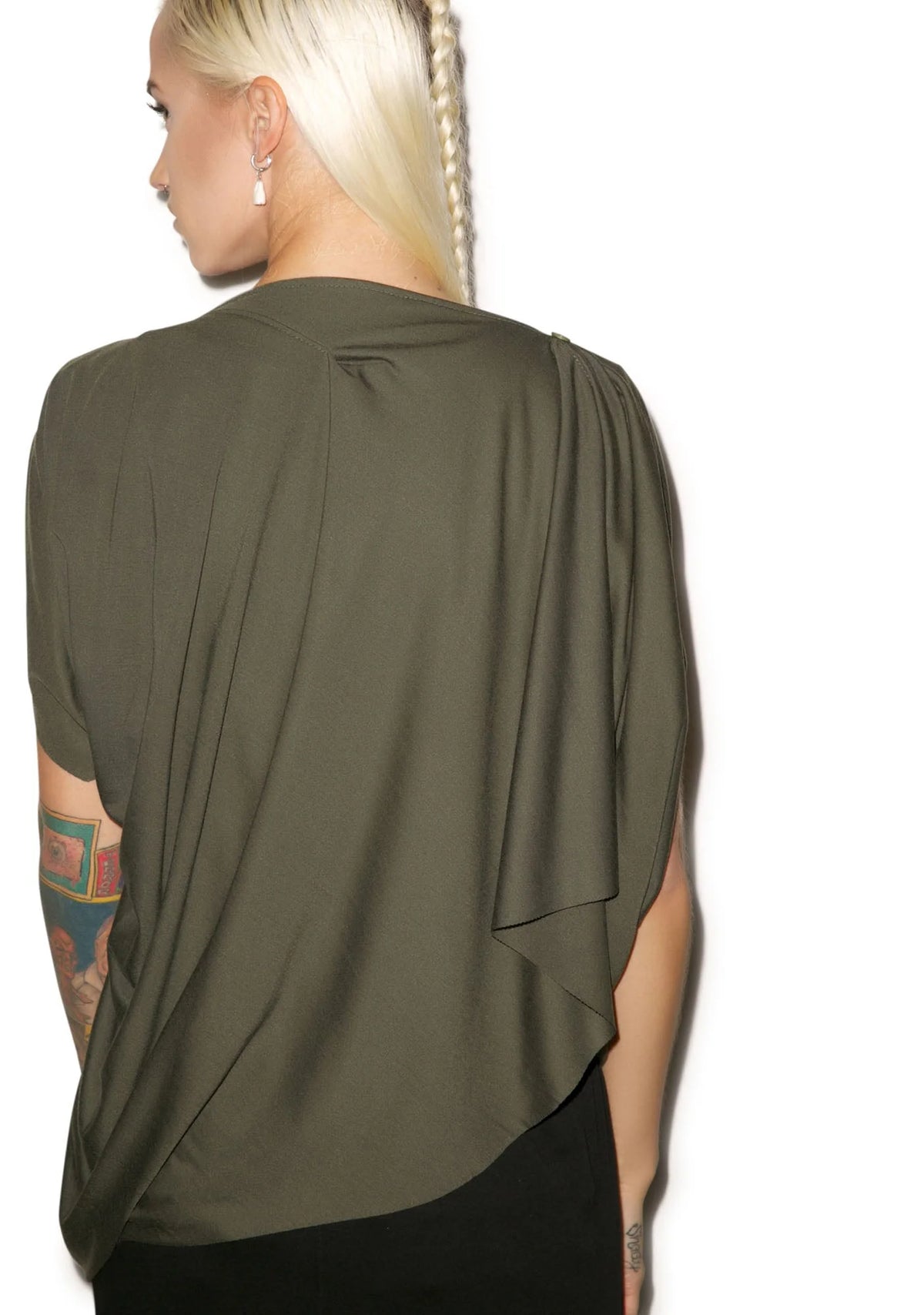 Empire Cowl Neck Tank - Dark Green