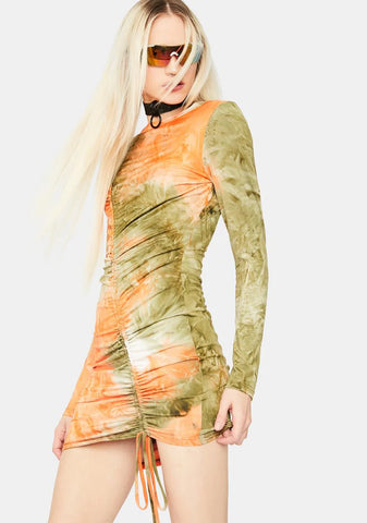 No Inhibitions Tie Dye Ruched Dress