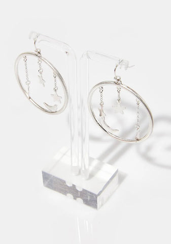 Moon And Stars Hoop Earrings