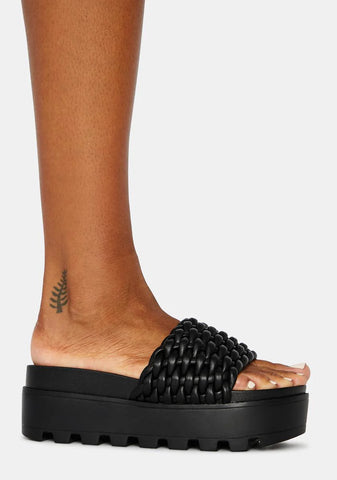 Ink Totally True Platform Woven Slides