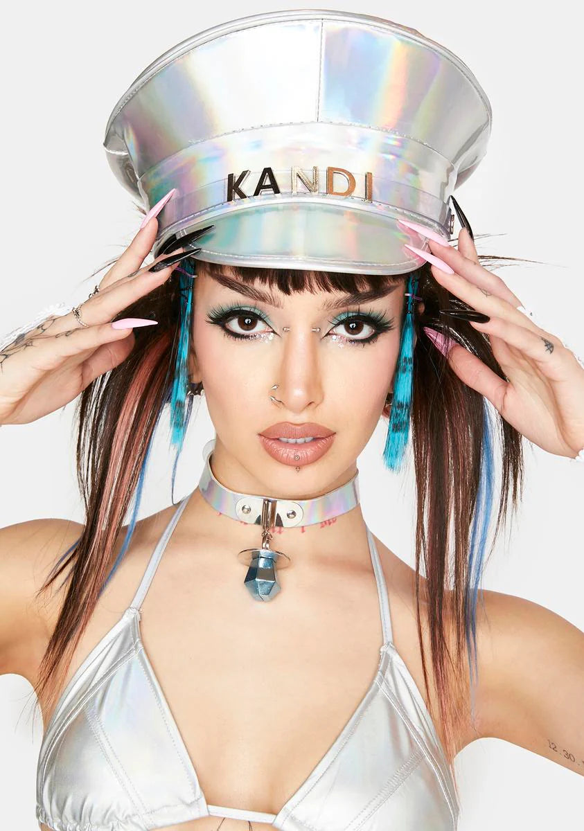 Holographic Kandi Captain Hat