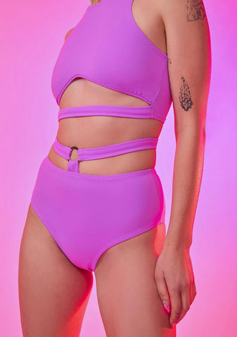 Neon Lavender O-Ring Booty Shorts