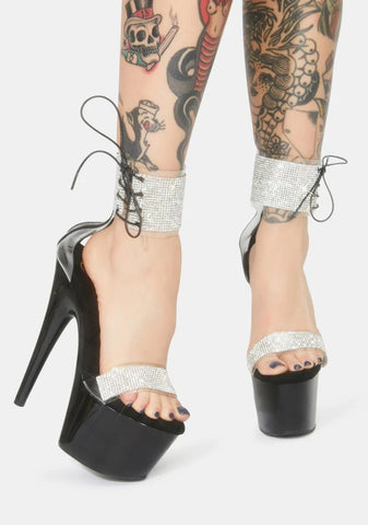 Adore-727RS Platform Ankle Cuff Sandals-Black
