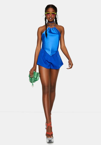 Blue In Bloom Mini Shorts