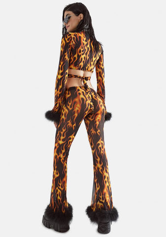 Hottie Desires Mesh Flare Pants