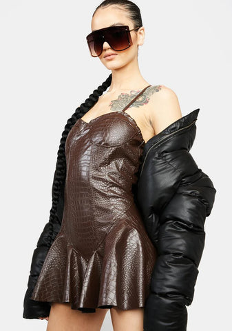 Choco Man Eater Crocodile Mini Dress