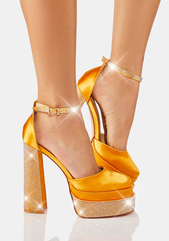 Yellow Sugar And Spice Rhinestone Heels