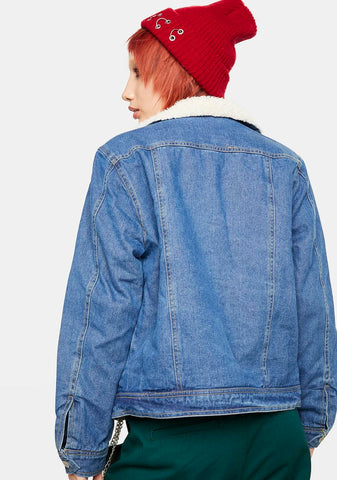 Faux Sherpa Lined Denim Jacket